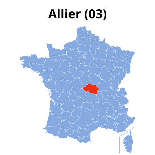 Carte de France : département 03 Allier