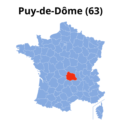 Carte de France : département 63 Puy-de-Dôme