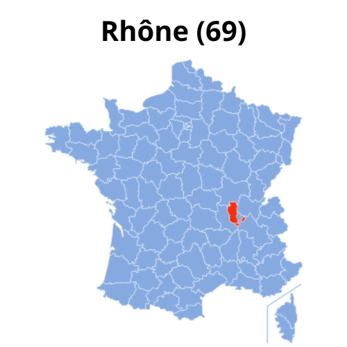 Carte de France : département 69 Rhône